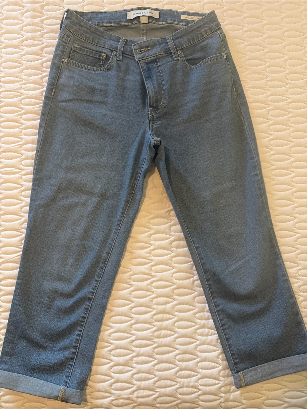 Vintage America Light Blue Cropped Ankle Jeans